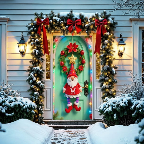 Uuiauoio Christmas Door Cover Festive Design Door Curtain, Holiday Party Decoration for Entryway and Wall Display, Seasonal Welcome Decor for Home and Gathering,Holiday Party Supplies
