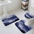 thumbnail image 3 of Deep Blue Mountain Gradient Bathroom Rugs Set Watercolor Texture Abstract Art Non Slip Absorbent Soft Bath Mats 3 Piece Set with Bathroom Rug, U-Shaped Floor Mat, Toilet Seat Cover Large Size, 3 of 9