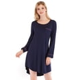 thumbnail image 1 of Camisón de mujer de verano y otoño, holgado, de manga larga, con cuello de encaje, ropa sencilla para el hogar para mujer, 1 of 6