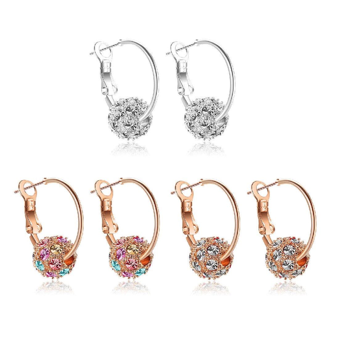 Zjrui Earrings, Sparkle Crystal Ball Stud Earrings for Women