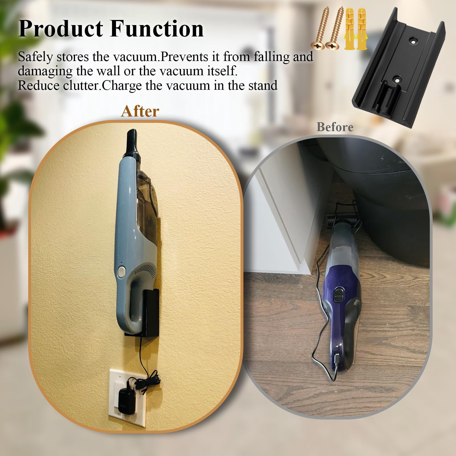1 Pc Wall Mount Vacuum Holder, Charging Dock, Fit for Shark Ultra Cyclone Handheld Vacuum Model CH951, with Screws & Drywall Anchors, Mounts Easily to the Wall, Save Space & Reduce Clutter