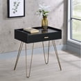 thumbnail image 3 of Home Square 1-Drawer Wood End Table in Black & Gold Metal Legs - Set of 2, 3 of 7