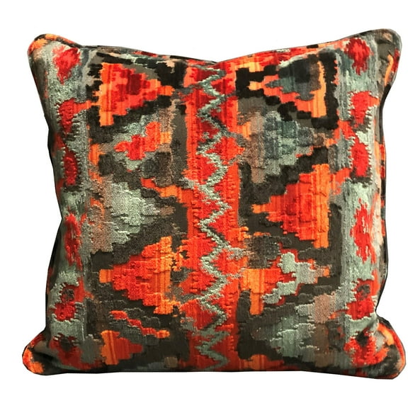 Plutus 12" x 25" Sachi Love iKat Luxury Throw Pillow in Red Blue and Orange