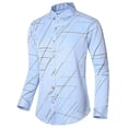 thumbnail image 4 of Taylonsss Clearance Men's Casual Fashion Loose Plus Size Combination Striped Long Sleeved Shirt, 4 of 5