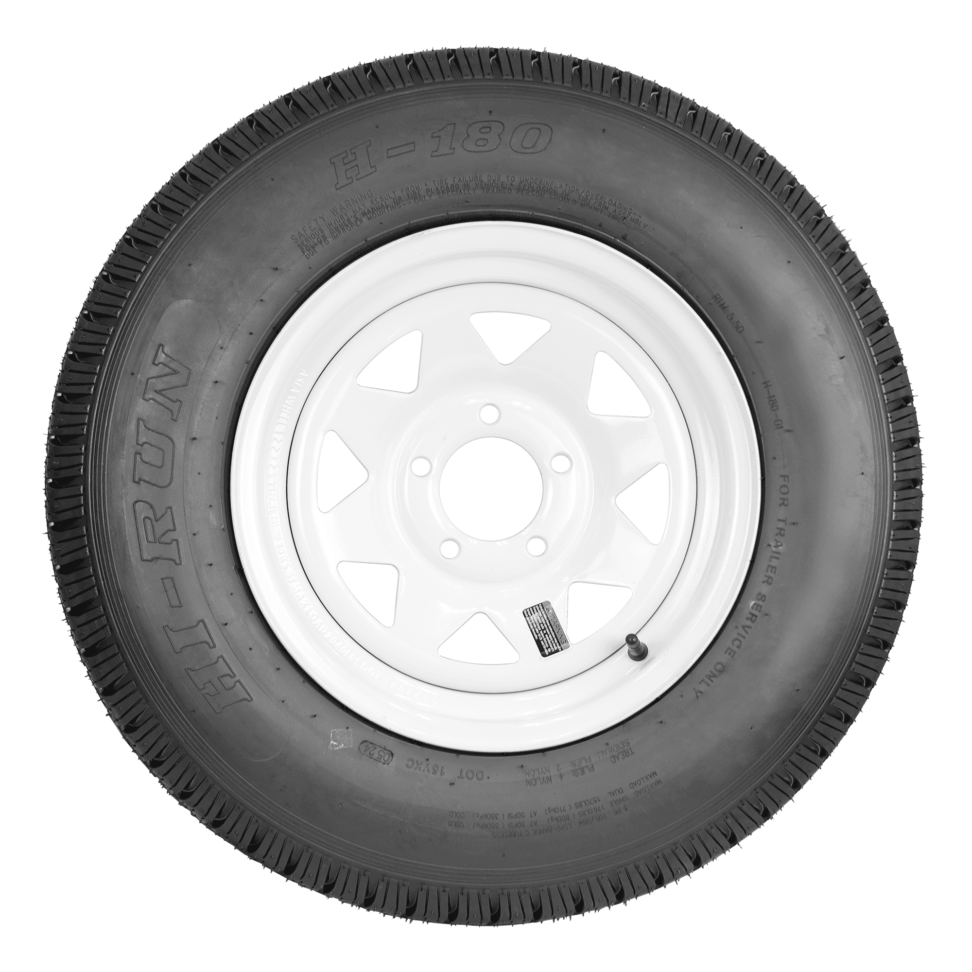 Hi-Run 2 Set H180 ST225/75D15 8PR 113L Trailer Tire & 6 Lug on 5.5" PCD Wheel Assembly Fits 225/75/15 Trailer Tire