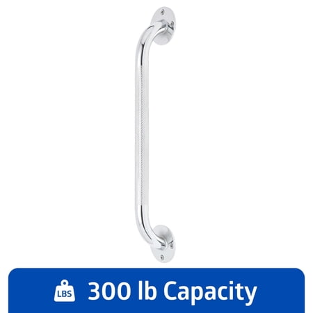 Medline Knurled Chrome 18" Grab Bar for Shower & Tub, 300 lb. Weight Capacity