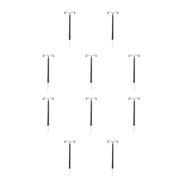 Billuyoard Modelo de farola Arreglo de construcción Escala de paisaje Lámparas de ferrocarril cabezas LED Farola de metal Mujeres Hombres Yardas Negro Negro 10piezas Billuyoard CBP440368
