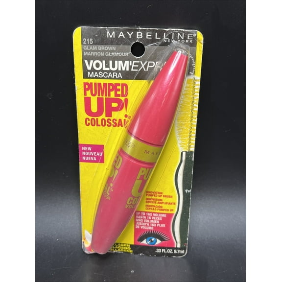 Maybelline New York Volum' Express Pumped Up Colossal Washable Mascara, Glam Brown [215] 0.33 oz