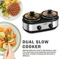 thumbnail image 2 of May in Color Dual Pot Slow Cooker, 2 Pot Small Mini Crock Buffet Server and Warmer, Upgraded Oval Ceramic Double Pot Buffet Food Warmer Adjustable Temp Glass Lid, Total 2.5 Quarts, 2 of 8