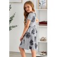 thumbnail image 1 of POGLIP Women's Gray Short Sleeve Pocketed Children's Floral Dress, 1 of 6