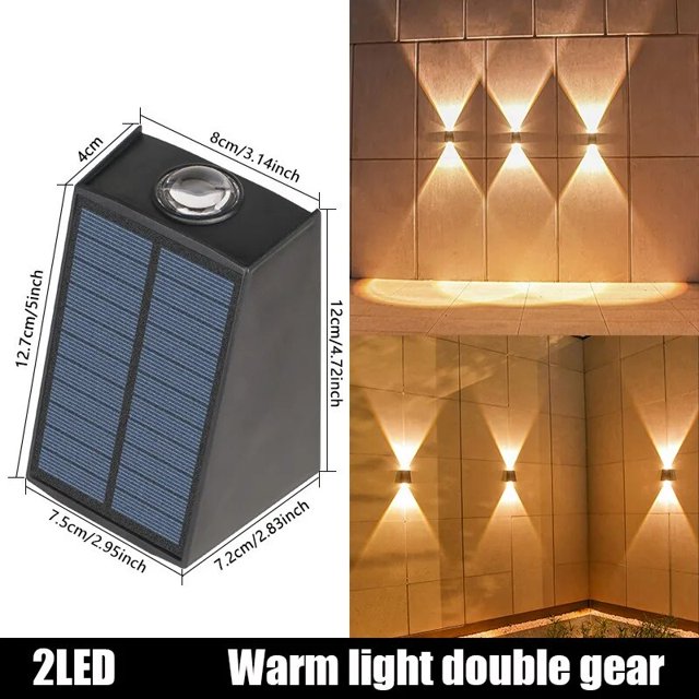 Lámpara de pared de energía Solar impermeable para exteriores, iluminación luminosa de arriba y abajo para patio, jardín, balcón, decoración de calle