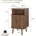 thumbnail image 2 of Alohappy Fluted Nightstand, Mid Century Modern End Table with Sliding Tambour Doors, Wood Accent Side Table, Curved Round Edge Bedside Storage Cabinet for Bedroom, Walnut, 2 of 9