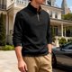 thumbnail image 4 of Ceisia Men's Casual Striped Half Button Round Neck Pullover with Pocket Daily Fashion Top Gift, 4 of 9