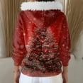thumbnail image 4 of Women's Fashion Casual Sweater Zipper Cardigan, Christmas Themed Print Plush Hooded Jacket for Seasonal Holiday Cheer and Style,Red,M, 4 of 6