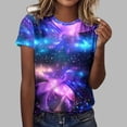 thumbnail image 1 of UPPADA T-Shirts d'Été pour Femmes à Imprimé Graphique, Col Ras du Cou, Décontractés, Manches Courtes, Coupe Ample, Chandails à Enfiler, Mode, Vacances, Plage, Blouses Multicolores, TTTG, 1 of 4