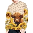 thumbnail image 5 of Xoenoiee Boys Hooded Sweatshirt Pullover Hoodie Long Sleeve Top Fall Active Clothing Winter Playwear for Kids Walking Hiking Traveling, Sunflower Highland Cattle Print, M, 5 of 7