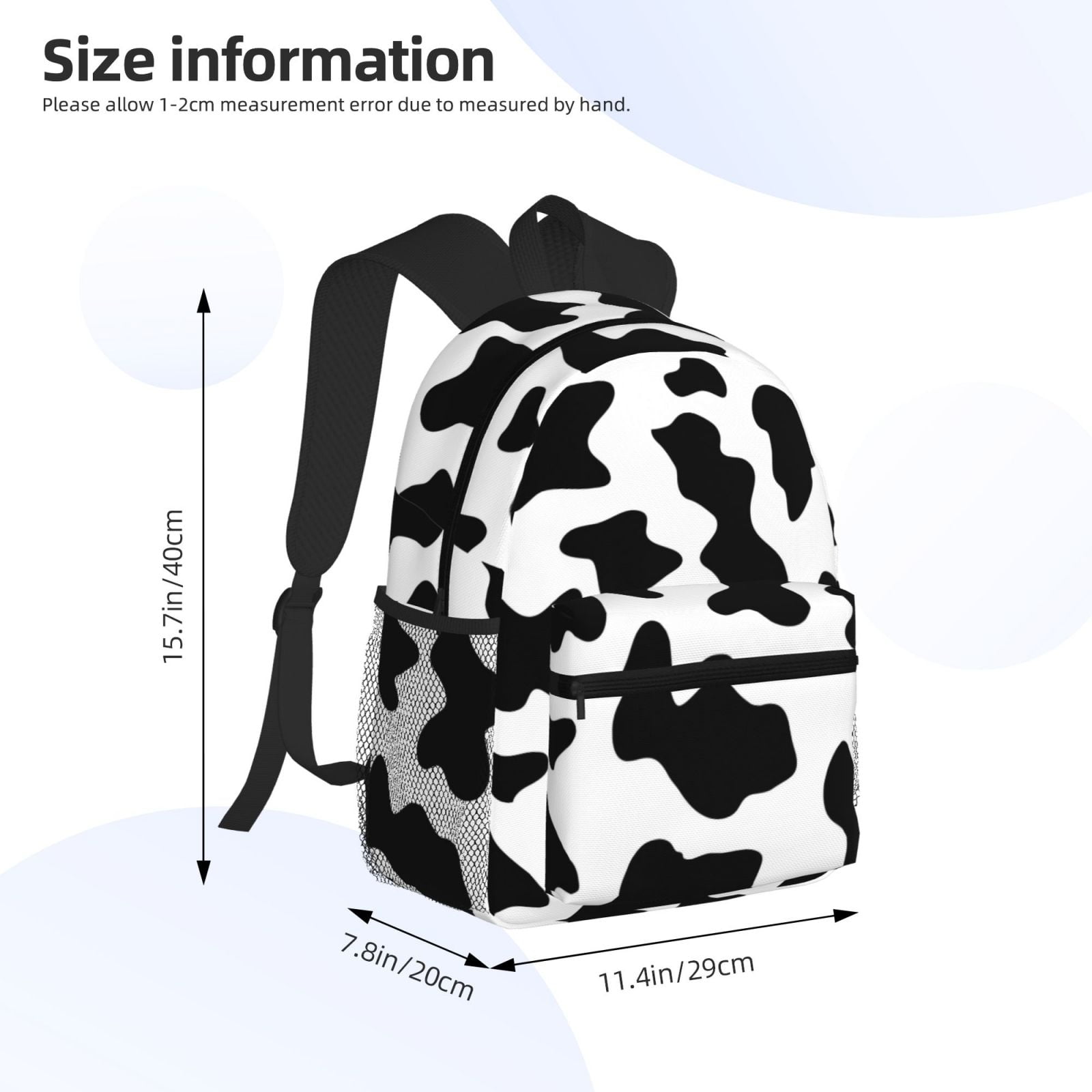 Horeoi Milk Cow Print Casual Backpack for School Work Travel Hiking with Laptop Compartment and Side Pockets Lightweight Design