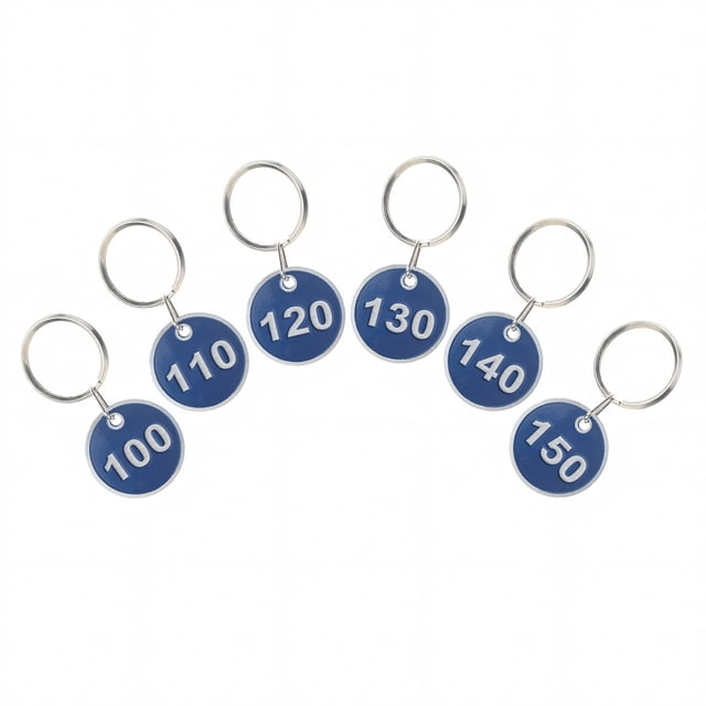 ASPIRE 1-200 Aluminum Number Key Tags, Metal Key Chain Tags, Numbered ID Tags Key Ring - Blue
