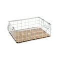 thumbnail image 3 of pitrice Wire Basket Grid Desktop Finishing Storage Baskets All-Purpose with Handles Shelf Kitchen Organizer Corner Frame White S/32*22*11cm, 3 of 9