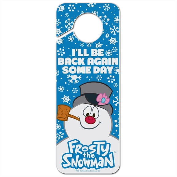 Frosty the Snowman Snowing Plastic Door Knob Hanger Sign