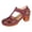 Red, variant on Mid Chunky Heeled Sandals for Women Close Toe Platform Cut out Heels Non Slip Slides Slipper Embroidered Floral Beach Footwear Brown Size 8