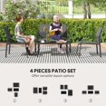 thumbnail image 3 of Ensemble de Mobilier de Patio 4 Pcs avec Causeuse à Assise Profonde, 2 Fauteuils et Table Basse en Verre, Ensemble de Conversation Extérieur en Maille Résistante aux Intempéries et Cadre en Acier pour Cour Arrière, Terrasse, Balcon, Noir, 3 of 7