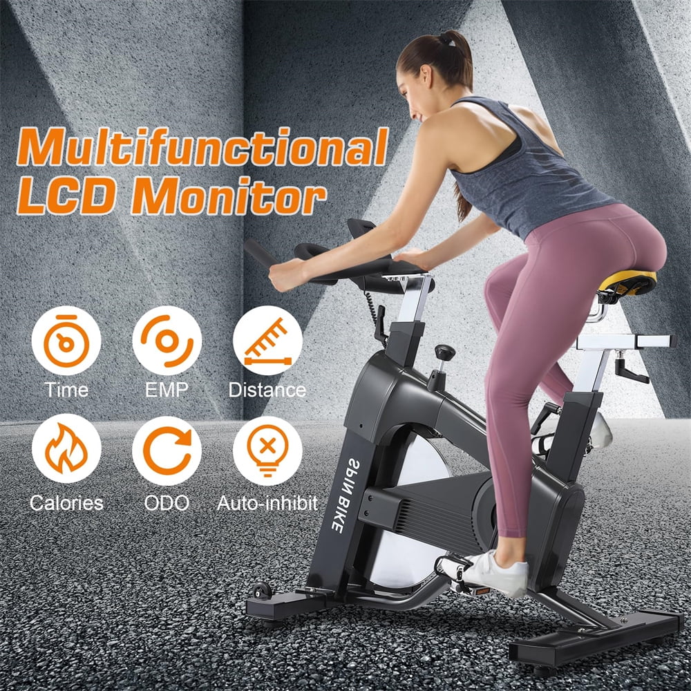 Commercial Exercise Bike, Cycling Bike for Cardio, Fitness Stationary Bike Indoor, Magnetic Resistance Silent Drive, Max 300lbs Weight Capacity, Adjustable Comfortable Seat for All Body Types