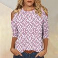 thumbnail image 2 of MaFYtyTPR Women's Fashion Printed T-shirt 3/4 Sleeves Blouse Round Neck Casual Tops Womens Comfortable and Casual for Women Hot Pink M, 2 of 5