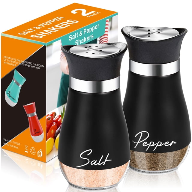 Set de saleros y pimenteros Arrozon Glass de 120 ml con tapa de acero inoxidable