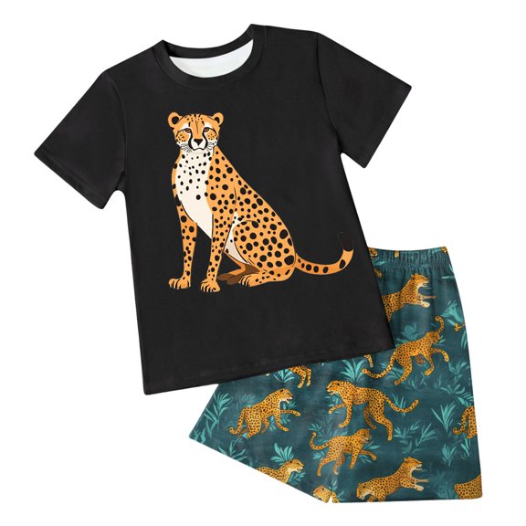 Zshosam Toddler Boy Summer Clothes Boys' Short-Sleeved Suit, Fashionable and Comfortable, Suitable for Summer Adventure and Casual Occasions Size 6T 7T,(Black 6-7 Years)