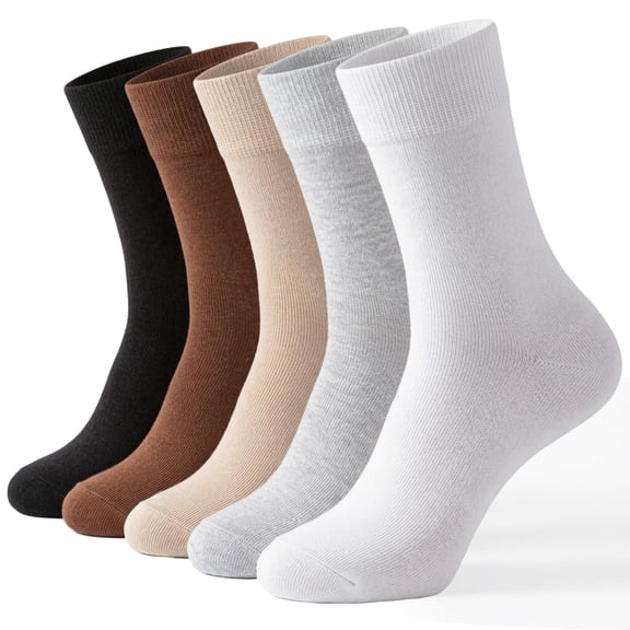 Kinyoki Crew Socks for Women, Thin Cotton Casual Soft Aesthetic Womens Socks 5 Pairs