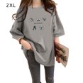 thumbnail image 1 of Camiseta de mujer estampada de manga corta con cuello redondo y camiseta holgada de verano, gris, XXL kenally AP001204-12B, 1 of 7