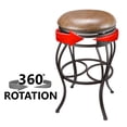 thumbnail image 3 of Kira Home Monarch 30" Backless Swivel Bar Stool, Old Steel Finish, Brown Faux Leather Seat, 3 of 6