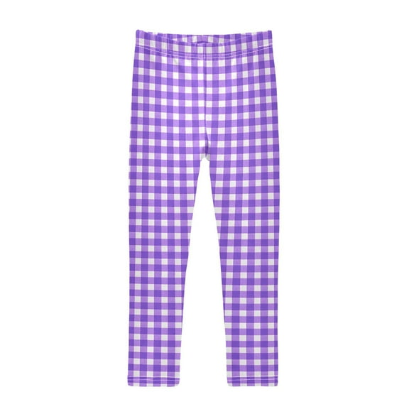 joogoo Girls' Leggings Purple Checkered Grid Yoga Pants 6T