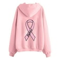 thumbnail image 6 of Wovix Women Cool Shirts Fasion Long Sleeve Ladies Cancer Pink Ribbon Heart Ribbon Full Zip Hoodie, 6 of 6