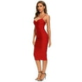 thumbnail image 6 of BEAUKEY Women's Sexy Spaghetti Strap Bandage Dresses Red Bodycon Club Party Midi Vestidos XS, 6 of 6