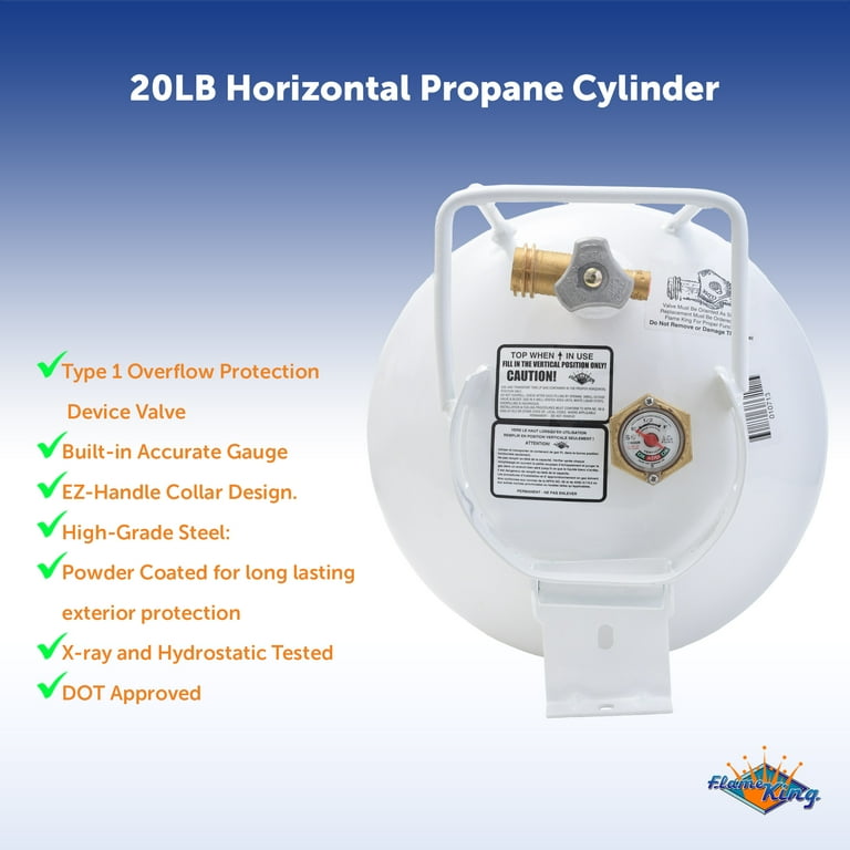 20 lb. Propane Cylinder with Type 1 Overfill Protection Device Valve and Built-In Gauge (Ships Empty) 20 lb. Propane Cylinder with Type 1 Overfill Protection Device Valve and Built-In Gauge (Ships Empty)