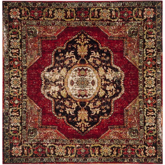 SAFAVIEH Vintage Hamadan Tahnee Oriental Area Rug, Red/Multi, 3' x 3' Square