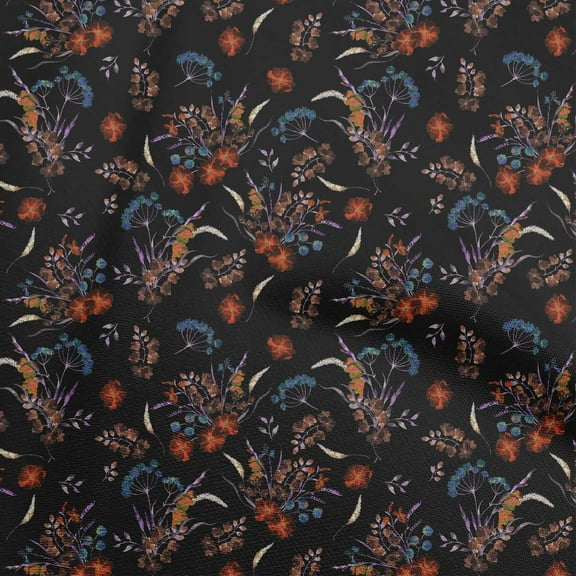 oneOone Polyester Spandex Black Fabric Florals Sewing Fabric By The Yard Printed Diy Clothing Sewing Supplies 56 Inch Wide