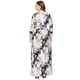 thumbnail image 4 of Vestido largo de talla grande para mujer Cuello en V Manga tres cuartos Vendaje Vestido largo elegan Abanopi Vestido, 4 of 7