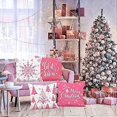 thumbnail image 5 of Lanpn White and Pink Christmas Cushion Covers 50x50 Set of 4, Decorative Xmas Throw Covers Pillow Cases 20x20 for Home Bedroom Room Holiday Couch Deco, 5 of 5