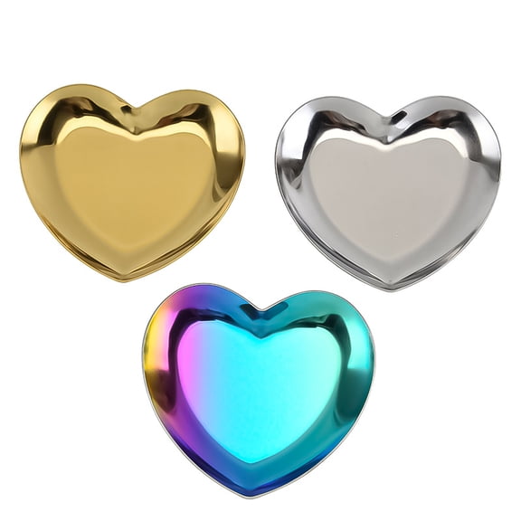 SPRING PARK Stainless Steel Heart Tray Trinket Dish Candle Plate Cosmetics Jewelry Organizer