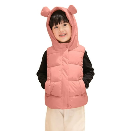 

DENGDENG Baby Unisex Zip Up Sleeveless Vest Toddler Hooded Ears Waistcoat Padded Outwear 2Y-11Y