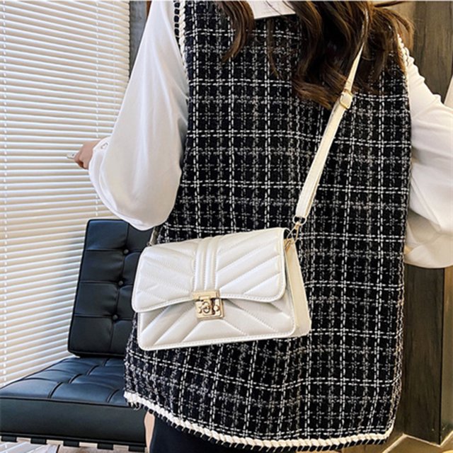 Bolsos cruzados de cuero geométrico vintage para mujer Bolsos de color puro (blanco) Tmvgtek Para estrenar