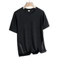 thumbnail image 2 of Sports Shirts for Men Thin Lightweight Summer Slim Stretch Ice Silk Breathable Short Sleeve Tees Loose Crew Neck Casual Running Workout Solid Color Tops, 2 of 6