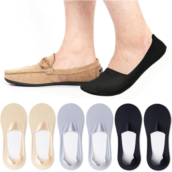 Men Thin No Show Socks for Loafer, Invisible Low Cut Liners No See Non Slip Sock 6 Pairs