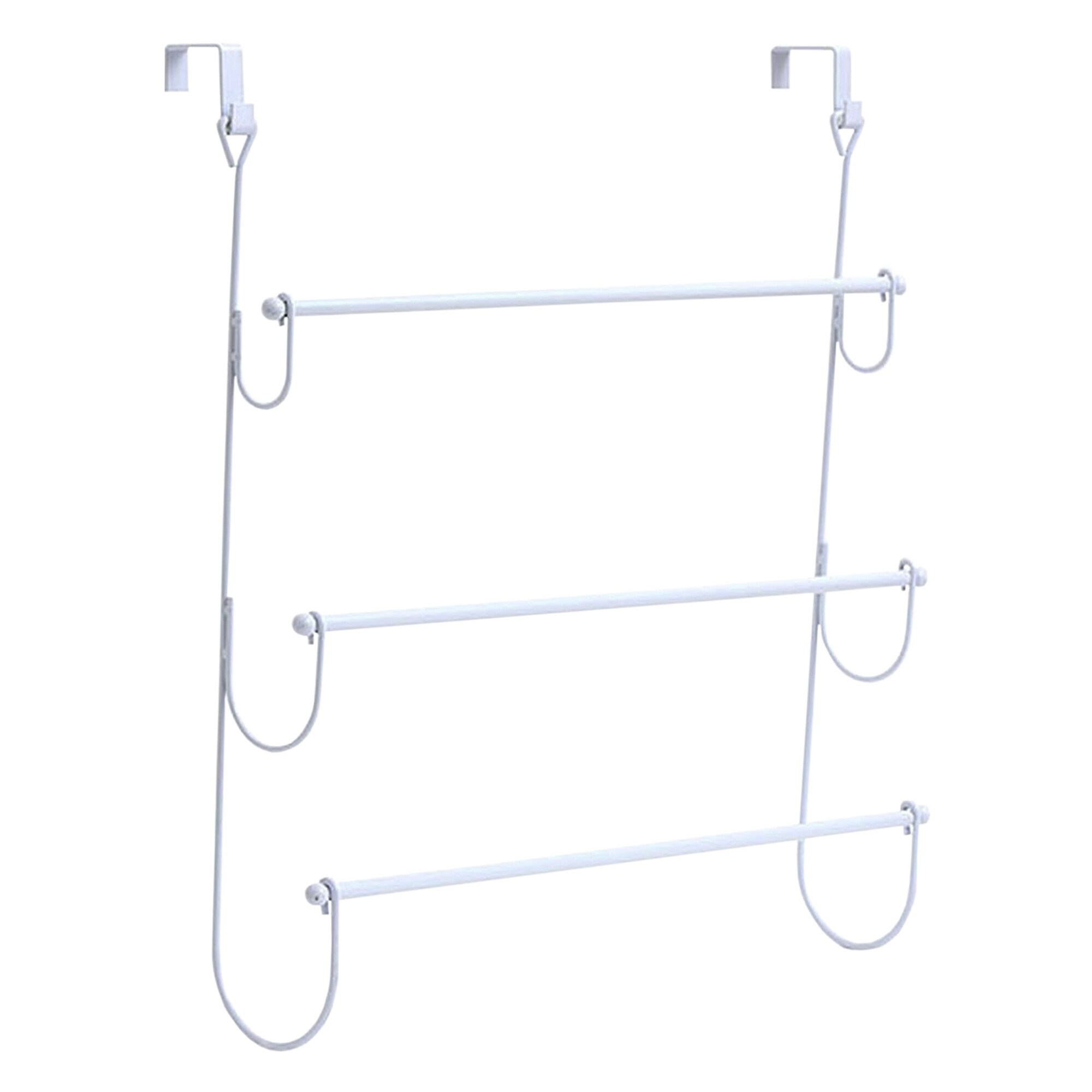 Overthedoor 3 Bars Towel Rack Holder White Metal