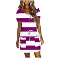 thumbnail image 2 of Toonshare Clearance Plus Size Women's Fashion Solid Color Short Sleeve V-Neck Mid-Calf Dress, 2 of 5
