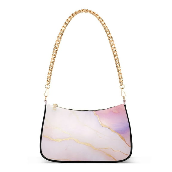 Ryvnso Pink Marble Womens Chain Shoulder Bag Tote Handbags Clutch Hobo Purse with Zipper for Travel