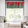 thumbnail image 3 of Christmas Red Kitchen Curtains and Valances Set, Rod Pocket Curtains Tier Farmhouse Window Curtains 24 Inch Length, Green Pine Tree Star Ball Snowflake Xmas 3 Piece Kitchen Curtains Set, 3 of 6